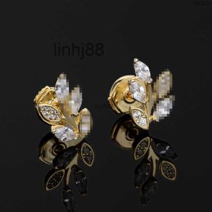 Stud New Charm -home Pure Silver Pla Ed Gold Wi h Diamond Olive Leaf Earrings High Version Ijia Small and Luxury A293 3j77 U4AW