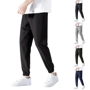 Herrbyxor män skyddar lösa tröjor is silkes solida sport leggings koreanska modemens kläder streetwear ropa hombre