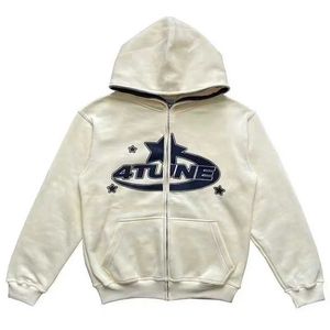 Kadın Hoodies Sweatshirts 4Tune Kpop Yıldız Sonbahar Kış Mektubu Printe Kazak Khaki Kapşonlu Top Ceket Kadın Tian Guozheng Yansıtıcı Gri Y2K HOODIE 240401