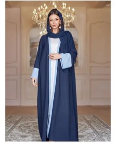 Etniska kläder ramadan eid abaya hijab muslimsk blygsam klänning för kvinnor arabiska dubai långärmad öppen abayas kimono kläder islamisk kalkon