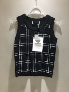 1012 2024 pista de verão marca mesmo estilo camisola sem mangas preto branco tripulação pescoço roupas moda alta qualidade das mulheres nanyou