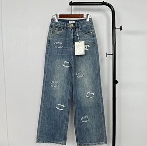 Designer kvinnors jeans cc lyx denim byxa midja mode blå slacks byxor svettbyxor kvinnokläder