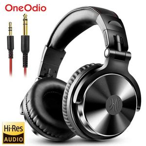 Headset oneodio över öron hörlurar hifi studio dj hörlurar trådbunden monitor musik spel headset hörlurar för telefon dator dator med mic j240123