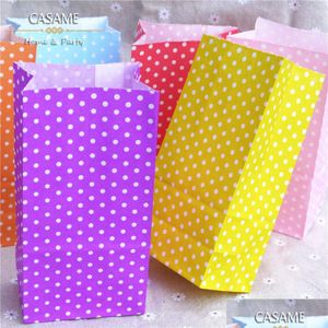 Geschenkverpackung Großhandel Papiertüte Stand Up Colorf Polka Dot Taschen 18x9x6 cm Bevorzugung Open Top Verpackung Leckerli Drop Lieferung Hausgarten Festlich Dhwd1