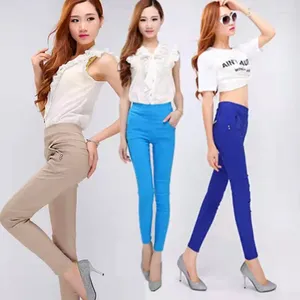 Женские брюки, поступление, высокое качество, весенне-осенние женские леггинсы размера плюс 6XL, облегающие брюки ярких цветов, женские брюки-карандаш на талии