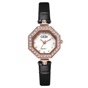 Women luksus prosty wykwintna Diamentowa Octagon Wysokie wygląd Wodoodporny pasek kwarcowy zegarek Montre de Luxe Prezenty A12