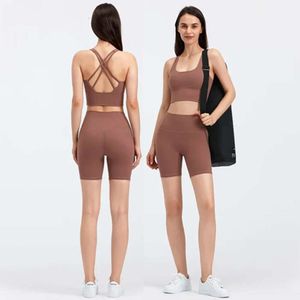 Lu Align Woman Pieces 2 Hi Cute Cloud Damen-Fitness-Outfits Rosa Crop Top BH und Legacy Biker Shorts Workout-Sets Naked Feel Activewear Jogger Lemon Lady Gry Sports Girls