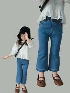 Hosen für Mädchen, Schlagjeans, elastisch, hohe Taille, taillierte Jeanshose, 1–9 Jahre, stilvolle Basic-Knöchellängen-Leggings, Kinder, Schlaghose