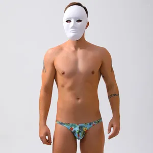 Fiore sexy vita bassa uomini gay perizoma costumi da bagno bikini mezzo triangolo costume da bagno slip da bagno