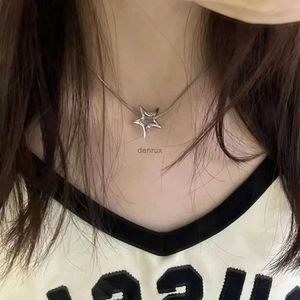 Pendant Necklaces Fashion Y2K Punk Irregular Hollow Star Pendant Necklace Girls Hip Hop Street Simple Metal Necklace Women Trendy Jewelry Gifts