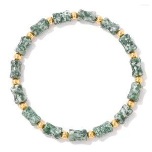 Braccialetti con ciondoli Pietra naturale Perline di bambù Giunti Unakites Avventurine Filo di perline Bengle Donna Uomo Gioielli Regali all'ingrosso