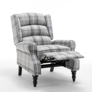 Wingback Recliner Chair, Plaid Recliner Stol Fåtölj Justerbar fotstöd Push Back Reclining Soffa, Midny Century Modern Lounge fåtölj för vardagsrum, sovrum