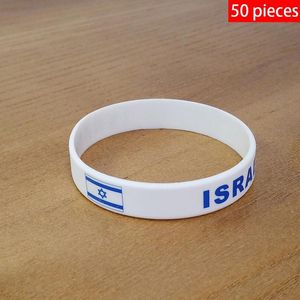 Bracelets 50pcs Israel National Flag Wristbands Sports Silicone Bracelet Men Women Rubber Band Patriotic Commemorative Fashion Accessory