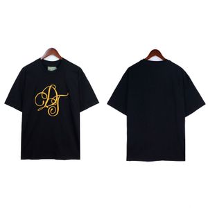 Shirts Mens Denim Signature Gold Embroidery Black T-shirt Trendy Clothes