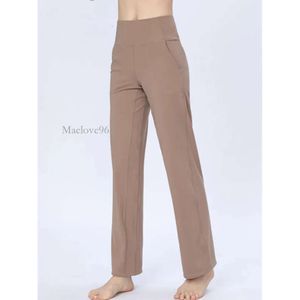 Lululemenly Flared Pants Long Ladies High Waist Slim Fit Belly Bell Bottom Ounles Show Yoga Fiess Solid Color CK620 LL121