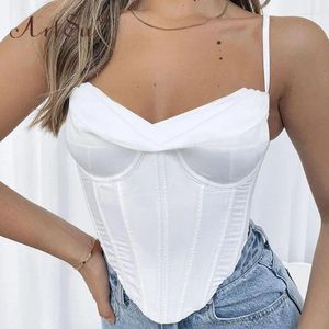 Damen-Tanks, weißes Korsett-Top, gepolstert, Push-up-Bügel, Boning, figurbetont, einfarbig, Camis, Vintage-Ernte, Damen, Party, Bustier ANDYVE195