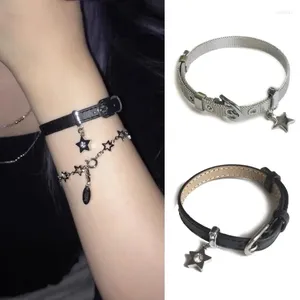 Link pulseiras punk homens mulheres retro pulseira ajustável cinto de pulso fivela estilo para festa gota