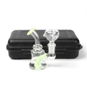 Mini dickes Glas 5in1 Becher Wasserpfeifen Bongs Rauchpfeifen Kit mit Quarzschale Shisha Tabak Bong Dab Bohrinseln Rauchfilter Kunststoffbox
