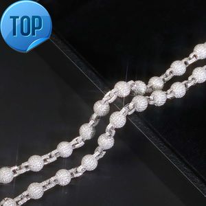 Yu ying Ball shape 925 Silver Moissanite diamond new design Cuban link chain for man Necklace hiphop jewelry