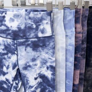 Lu Pant Align Lemon Yoga Fit Align Enge, schnell trocknende Leggings Tie Dye Neunte Hose Damenhose mit hoher Taille, sportlicher Look, Render-Hose für den Sommer LL Lu Jogger