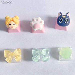 Klawiatury pbt urocze różowe keycap cat girl kreskówka spersonalizowana niestandardowa limit kluczy DIY do mechanicznej klawiatury Cherry MX Axis YQ240123