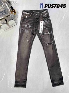 Skinny Mens Jeans Designer Roxo Rasgado Bicicleta Slim Straight Dobre Moda Tendência Retro Hip Hop High Street 1 WPN7