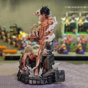 Action Toy Figures Anime Attack på Titan Figure Shingeki No Kyojin Figurine Eren Jaeger Action Figurer Giant Model PVC Statue Collection Toy Gifts