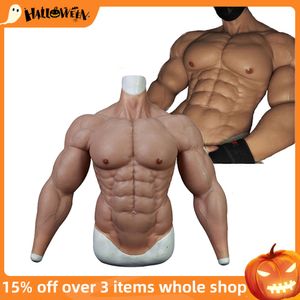 Accessori per costumi Aggiorna tuta muscolare finta da uomo in silicone con 8abs e pelle di simulazione del body per il petto da uomo Arm Ho per Cosplay