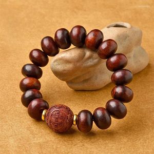 Strand Purple Sandalwood Bracelets For Men Playing With Grand And Literary Wooden Buddha Beads Scattered