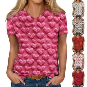 Женские футболки с коротким рукавом для женщин, милые топы, футболки с рисунком, блузки, повседневные базовые пуловеры больших размеров, удобные на день святого Валентина
