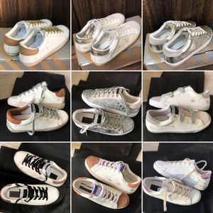 Lyx kvinnor casual skor rosa svart guld paljett klassisk vit do-gammal smutsig Italien varumärke designer stjärna sneakers