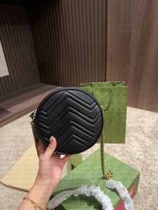 Fashionabla g randig rund tårta påse äkta läder kvinnor crossbody väska blixtlås öppnande metallkedja lyxdesigner väska