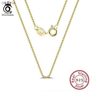 Pendant Necklaces ORSA JEWELS Italian 925 Sterling Silver Box Chain Necklace Rose Gold/Gold Plated Silver Necklaces Neck Chains for Pendant SC07-G YQ240124