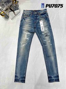 Jeans firmati da uomo Stack pantaloni viola strappati High Street marca patch foro denim gamba dritta moda abbigliamento hip hop 1 SCPD