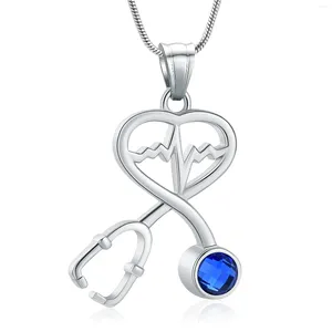 Pendant Necklaces Cremation Jewelry For Ashes Stethoscope Urn Necklace Women Girl Birthstone Keepsake Memorial