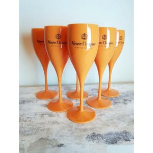 Şarap Gözlükleri 6x Veuve Clicquot Akrilik Plastik Şampanya Turuncu Flütler Şarap Camları Damla Teslimat Ev Bahçe Mutfak, Yemek Bar Drin Dhcza