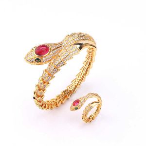 Charme pulseiras estilo cobra osso primavera pulseira bonita e elegante vermelho e azul em forma de cobra pulseira anel conjunto 0dvf