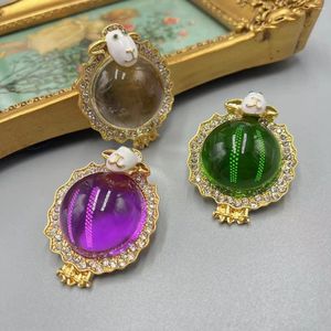 Brooches Qingdao Mid-Ancient Vintage Jewelry Brooch Colorful Big Belly Colored Glaze Lamb Enamel Corsage Accessories