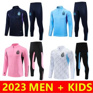 2023 Fotbollsspåren Pre Match Jacket Strike Drill Maradona Enzo Messis 23/24 Argentina Soccer Training Suit Långärmad jogging futbol Chandal Men barnstorlek