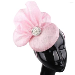 Berets Rosa Fascinator Hut Für Hochzeit Frauen Elegante Basis Millinery Kappe Liefert Stirnband Chapeau De Mariage