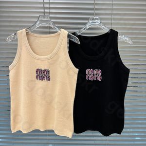 Letter Drill Knit Camisole Women Fashion Casual Pullover Sleeveless Tank Tops Thin Slim Crop Tops