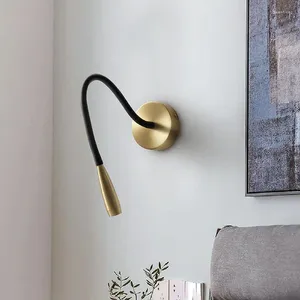 Lâmpada de parede estilo moderno bronze braço ajustável decoração luz quarto estudo led espelho de leitura de cabeceira