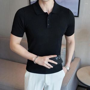 Męskie polo Polos Plus 4xl-M Summer Business Formalne noszenie koszule polo z krótkim rękawem dla mężczyzn odzież 2024 Slim Fit Casual Basic Topstees Sale