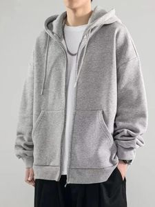 Hoodies femininos com capuz moletom masculino americano na moda primavera e outono solto casual topo jaqueta esportiva com zíper cardigan