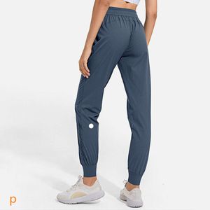 lulu Women Jogging Yoga Ninth Pants Pocket Fitness Leggings lululemen Soft High Waist Hip Lift Elastic Casual Pants