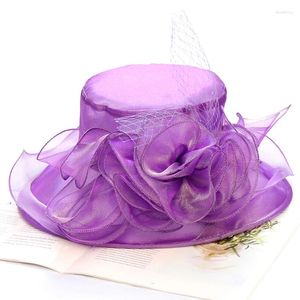 Cappelli a tesa larga Moda Secchiello per fiori Protezione solare pieghevole Cappello da sole Banchetto di nozze Copricapo Cappellini da viaggio per tea party da donna