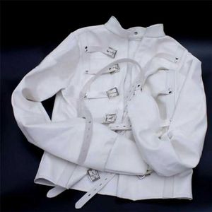 Kadın Ceketleri Beyaz İltica Düz Ceket Kostümü S/M L/XL Vücut Kablo Demeti Kısıtlama Armbinder YQ240123