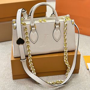 Designer Onthe Go Handbag Purse Crossbody Bags Genuine Leather Detachable Chain Strap Zipper Closure Fashion Letters Women Newest Tote Bags 25cm