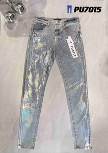 Jeans designer lila mager mens rippade cykel smala raka byxor vik mode trend varumärke retro hip hop high street 36 bynw