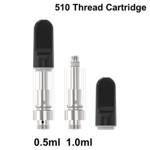 0.5ml 1.0ml Atomizzatori Cartucce Vape a spirale in ceramica 510 Filo Vaporizzatore ad olio denso Ceramica in vetro Carrelli vuoti Bianco Nero Bocchino a vite in schiuma USA Regno Unito Giappone Tailandia